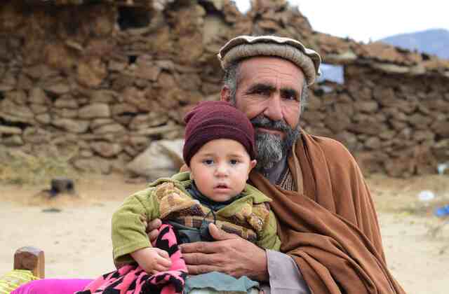 Frontline health worker with a child